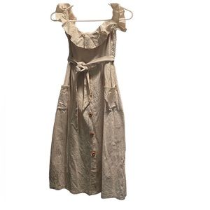 Women’s off shoulder linen dress with button skirt